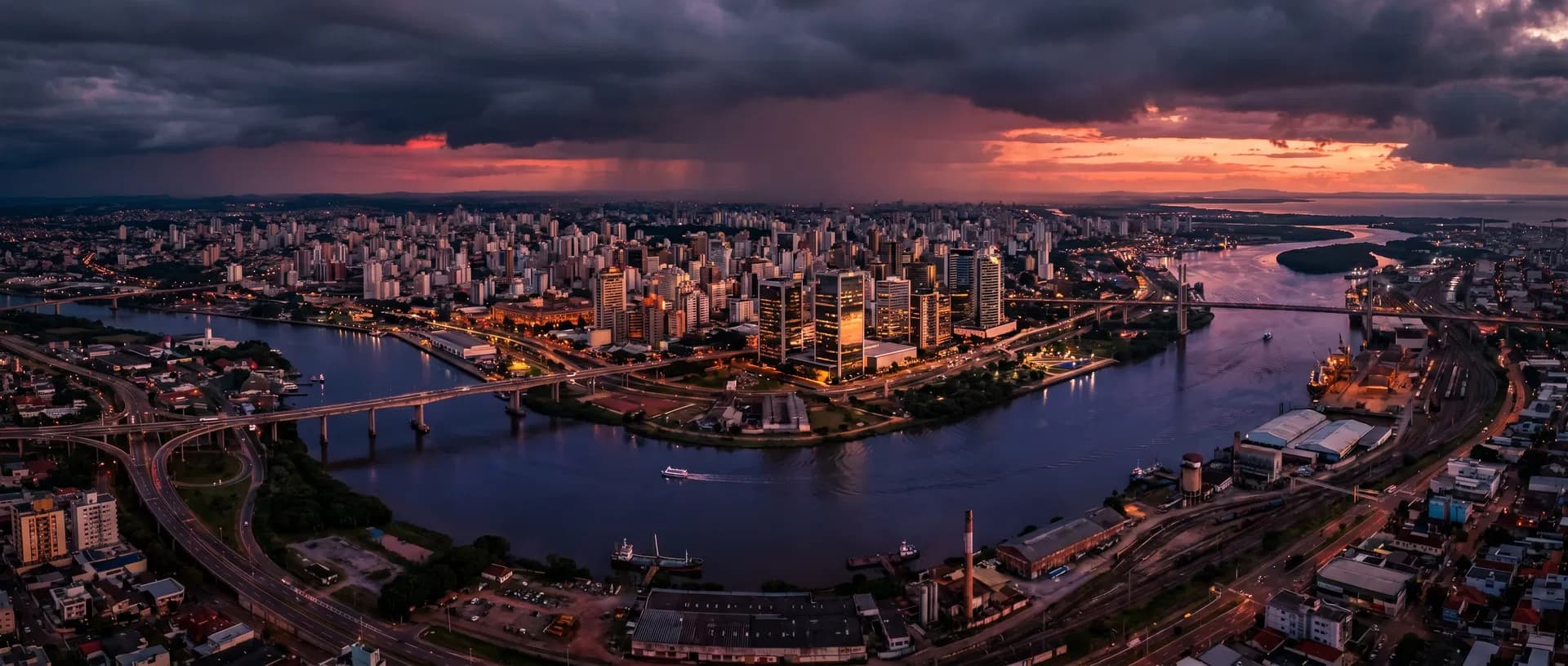 Porto Alegre ao entardecer